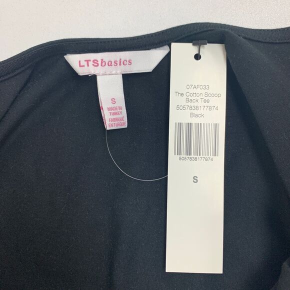 LTS Basics Shirt Womens S Small Black Cotton Stretch Scoop Back Long Sleeve Tee - Picture 8 of 12